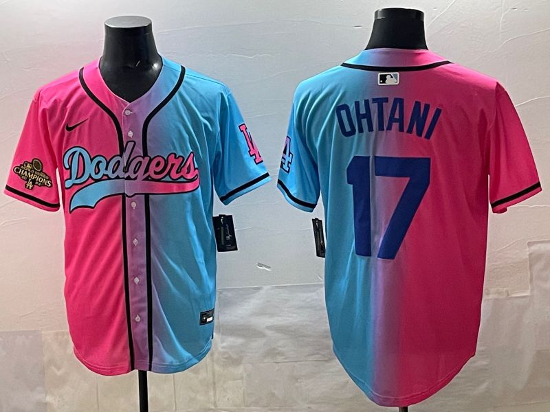 Men Los Angeles Dodgers 17 Ohtani Blue pink Game 2025 Nike MLB Jersey style 0012